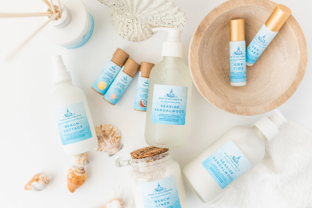coastal themed home fragrance and skincare products