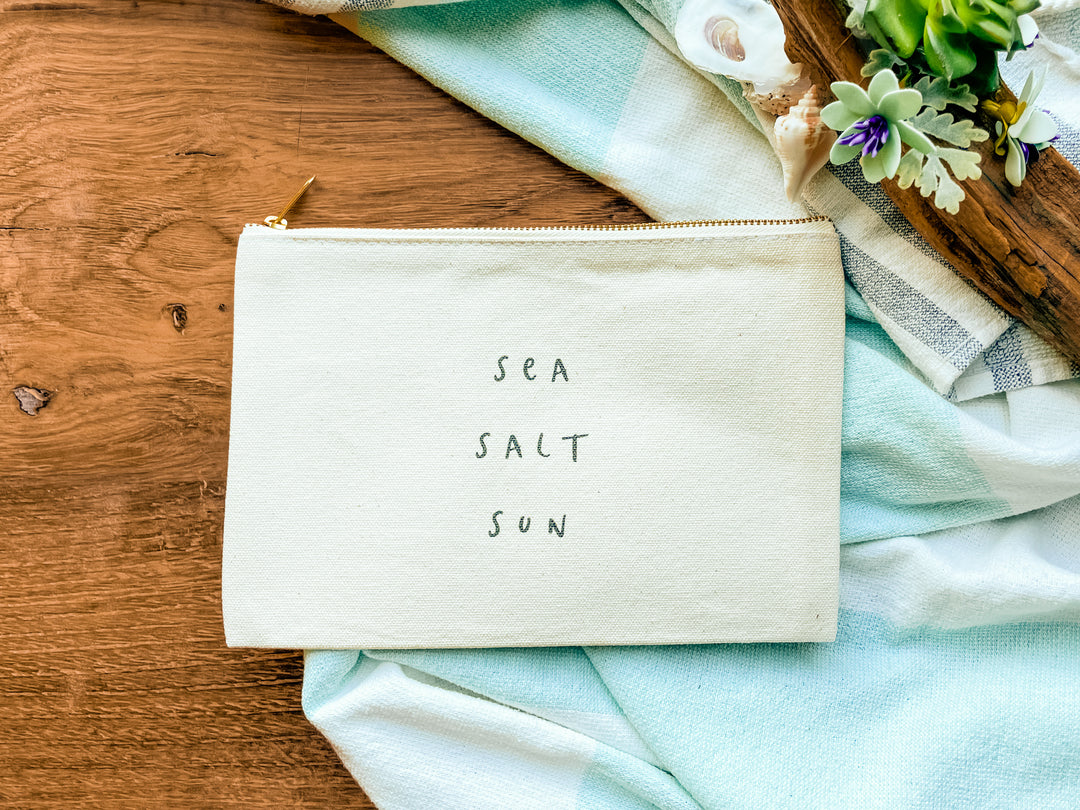 Sea salt sun canvas travel pouch - Sound to Sea Candle Co.