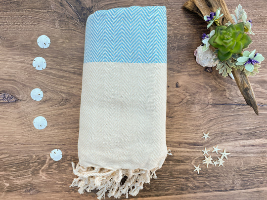 Turkish cotton beach towel, ocean - Sound to Sea Candle Co.