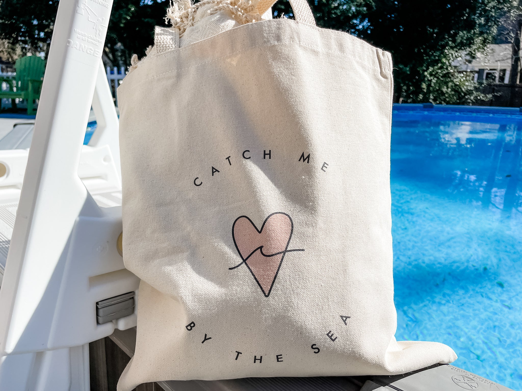 catch me by the sea canvas beach tote