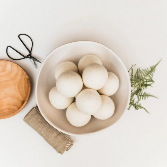 alpaca wool dryer balls in bowl