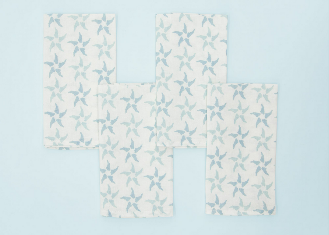 NC Starfish kitchen towel and napkin gift set - Sound to Sea Candle Co.