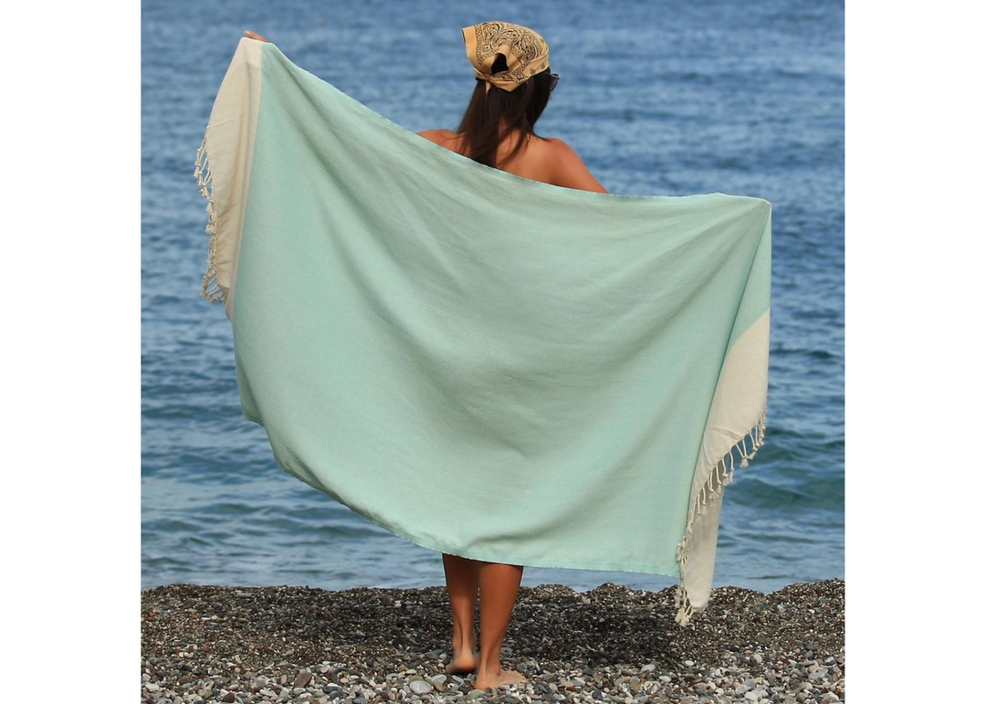 Turkish cotton beach towel, seafoam - Sound to Sea Candle Co.